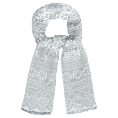 Grey lace print scarf